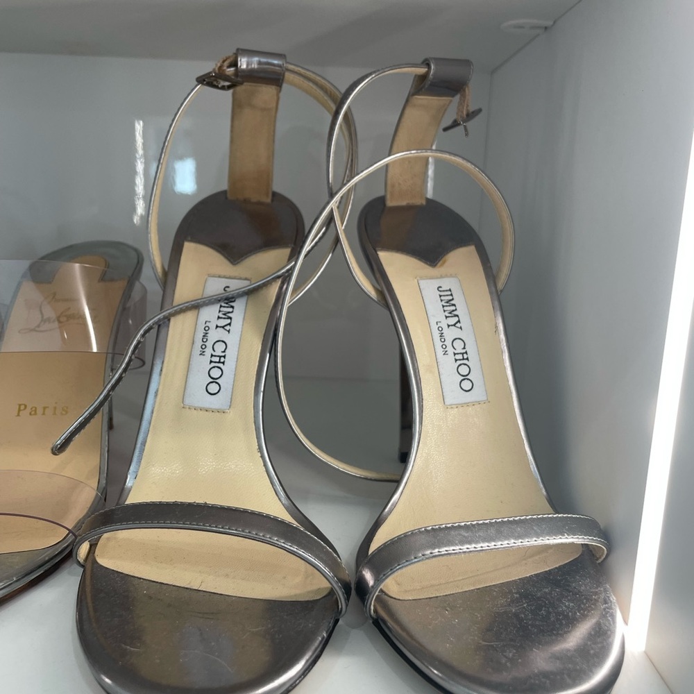 Jimmy Choo Metallic Gray Heels